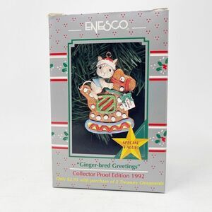 ENESCO TREASURY Ornament "GINGER-BRED‎ GREETINGS" #831581 Mouse Rocking Horse